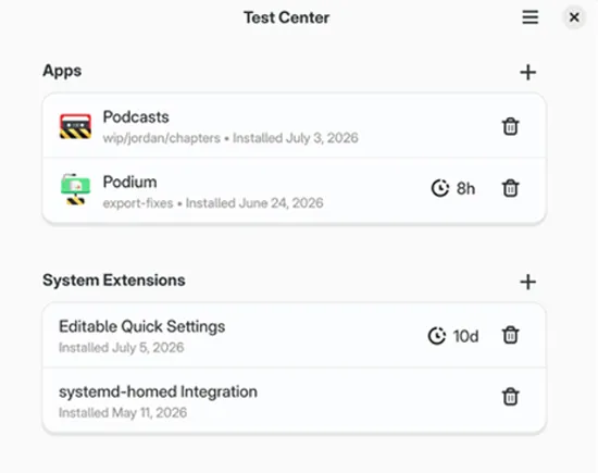 Centre de test pour le système d'exploitation Linux GNOME.