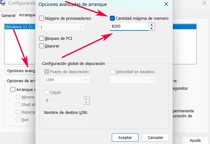 Configuration maximale de la RAM Windows.