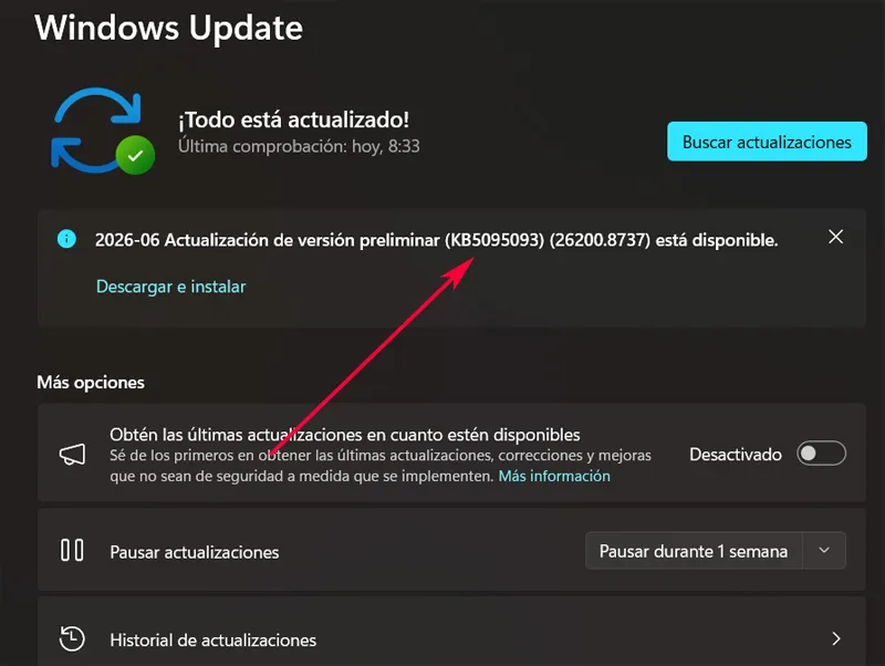 Mise à jour facultative de Windows Update.