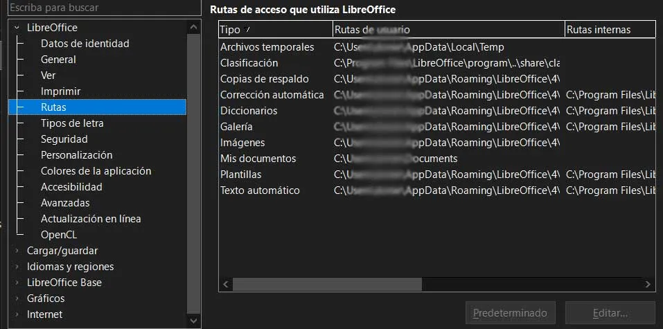itinéraires libreoffice
