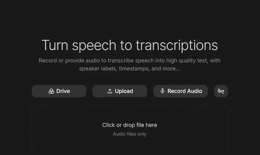 Interface Gemini Transcribe AI.
