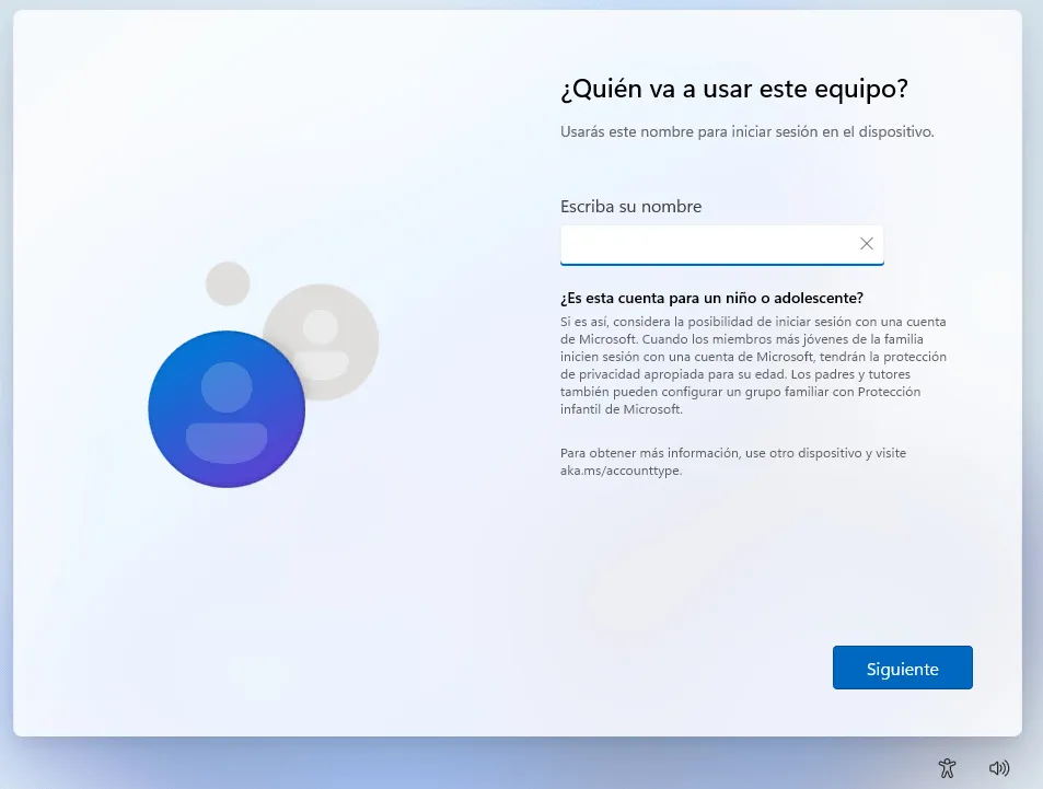 Nuevo usuario Windows 11