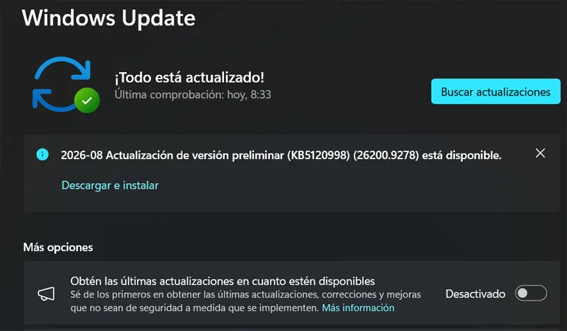 Windows Update avec une nouvelle mise à jour.