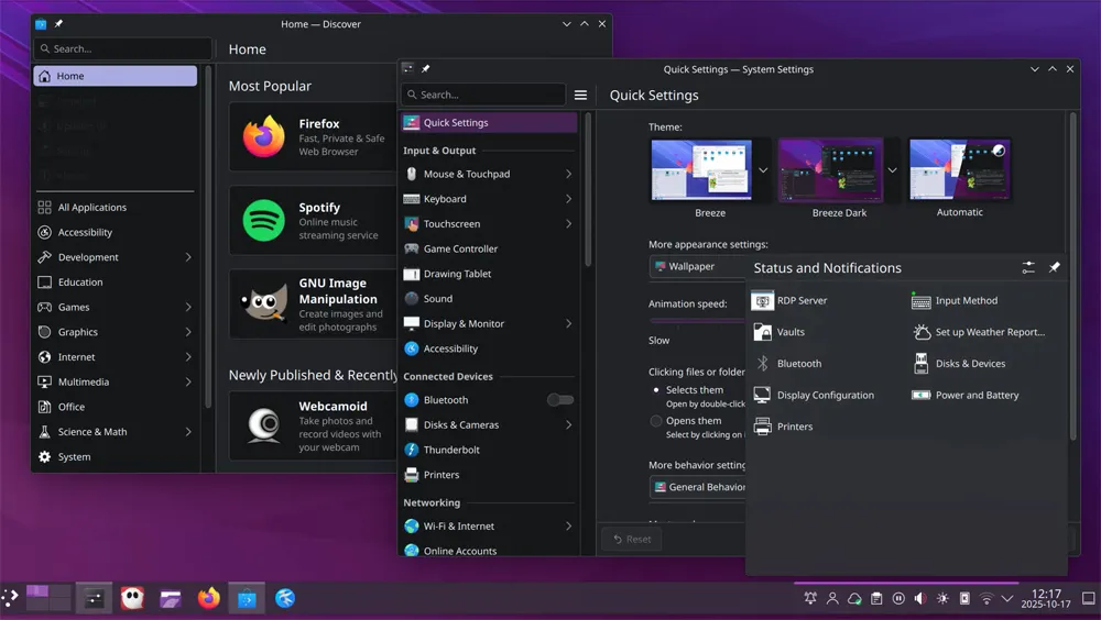interface Linux kde plasma