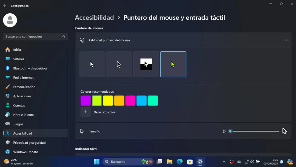 pointeur de souris couleur Windows 11