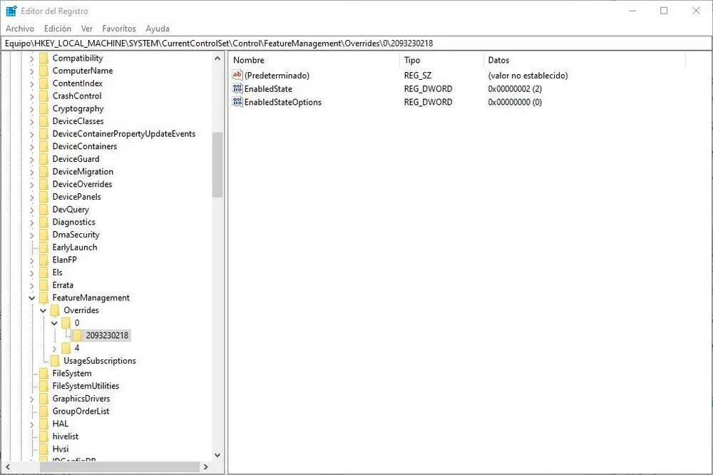 Activer les fonctionnalités 20H2 Windows 10 regedit