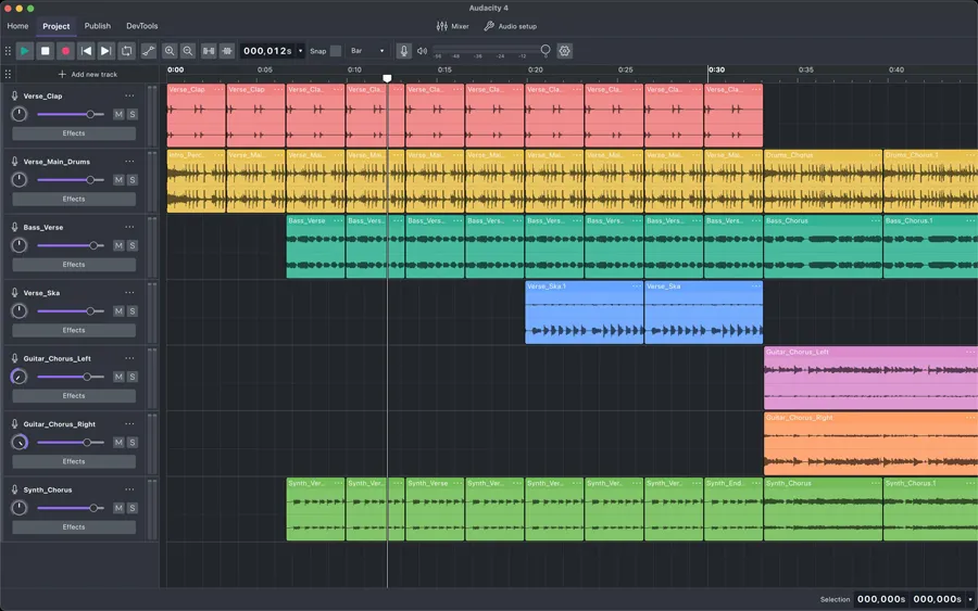 Interface principale du programme Audacity 4.