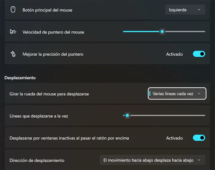 configuration de la souris