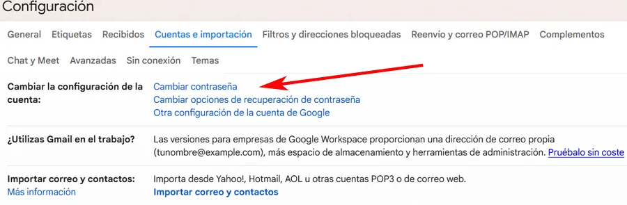 paramètres de sécurité Gmail