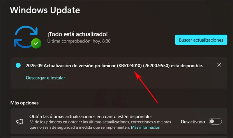 Windows Update avec nouvelle version en option.
