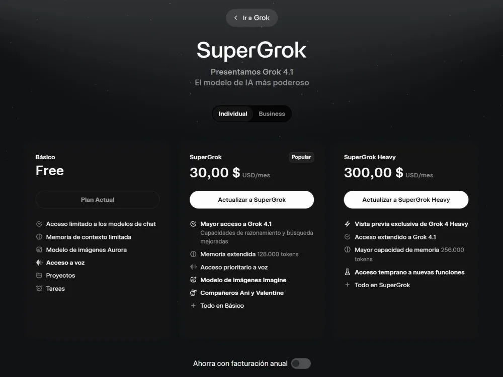 Plans de paiement Grok AI