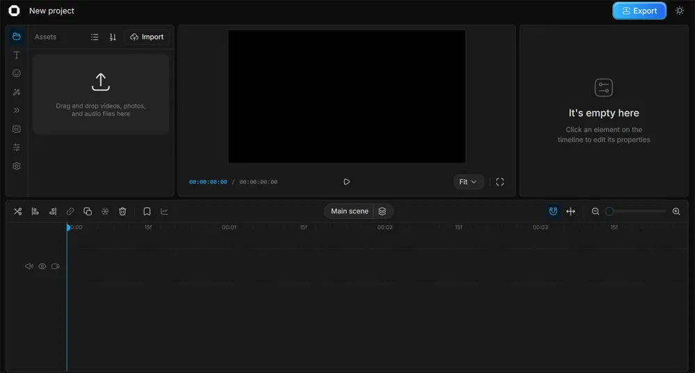 Interface Web officielle d'Opencut.