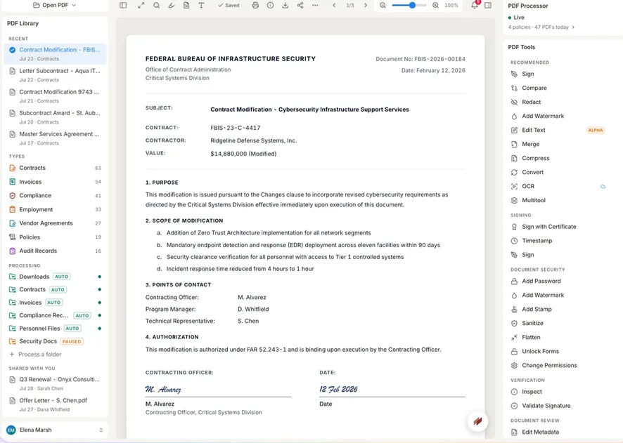 Interface de l'éditeur PDF Stirling.