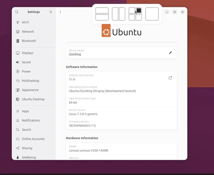 Gestion des fenêtres Ubuntu.