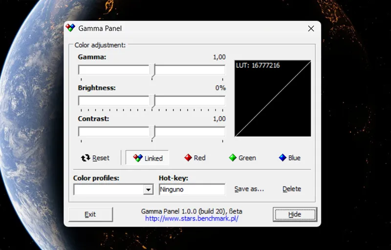 Interface du panneau gamma