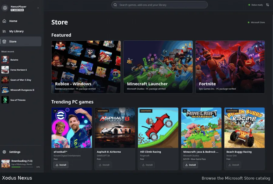 Jeux du projet Xodus Nexus Pass Linux.