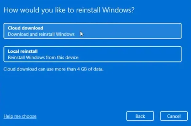 restaurer Windows dans le cloud
